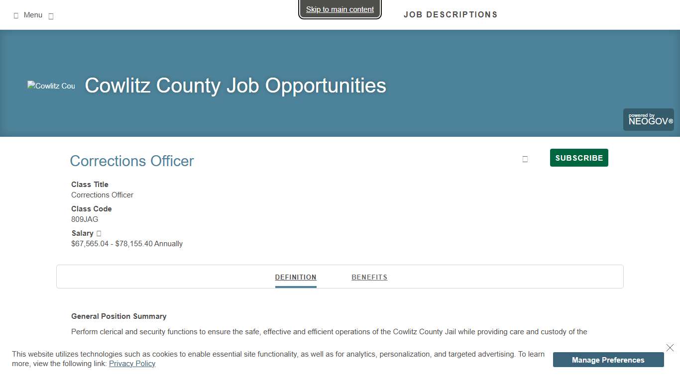 Job Descriptions Cowlitz County Job Opportunities